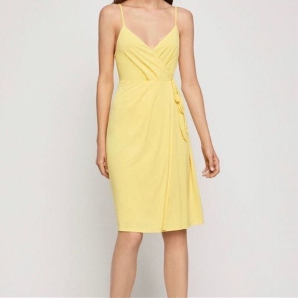BCBGeneration Lemonade Ruched Surplice Wrap Dress Size S NWOT